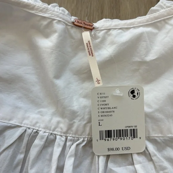 Free People Maisie Cutwork Long Sleeve Top sz L - Picture 5 of 10